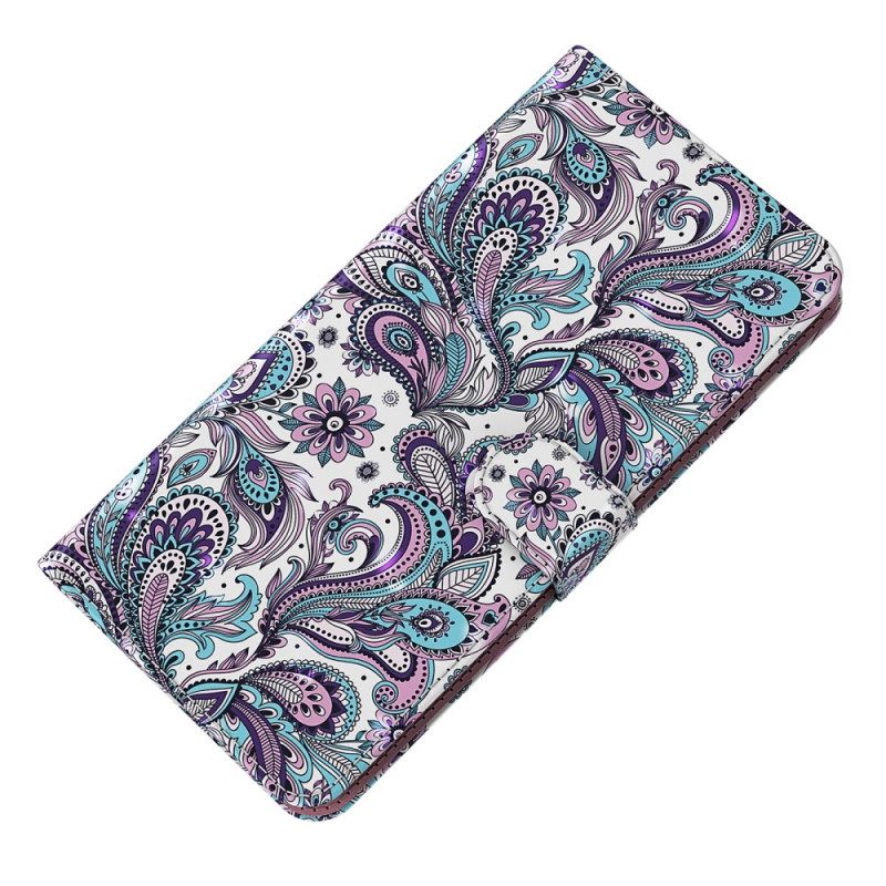 δερματινη θηκη Xiaomi Redmi 10C με κορδονι Strappy Paisley Pattern