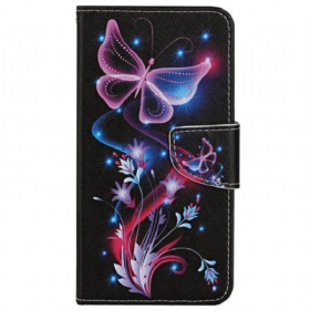 δερματινη θηκη Xiaomi Redmi 10C με κορδονι Χορός Strappy Butterfly