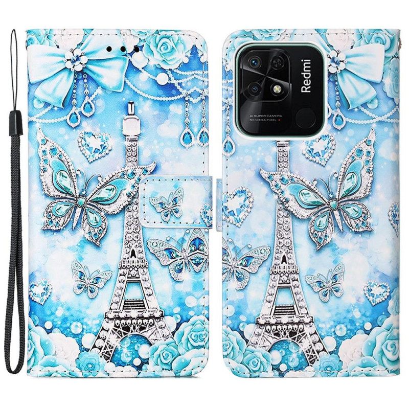 Κάλυμμα Xiaomi Redmi 10C με κορδονι Eiffel Tower Diamonds Strap