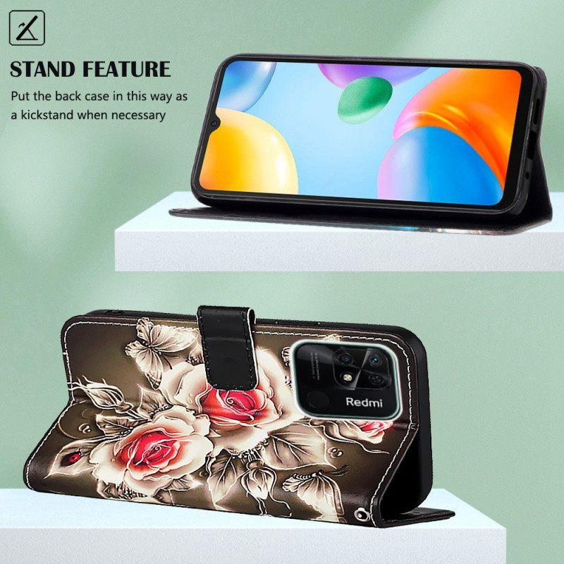 Κάλυμμα Xiaomi Redmi 10C με κορδονι Floral Παραλλαγή Με Λουράκι