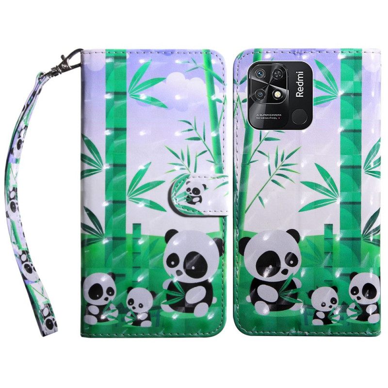 Κάλυμμα Xiaomi Redmi 10C με κορδονι Οικογένεια Panda Lanyard