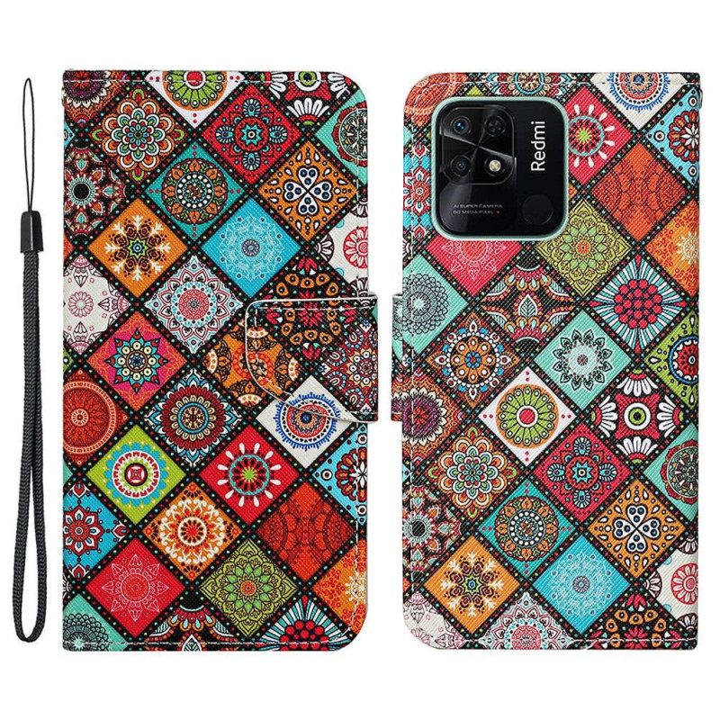 Κάλυμμα Xiaomi Redmi 10C με κορδονι Strappy Patchwork