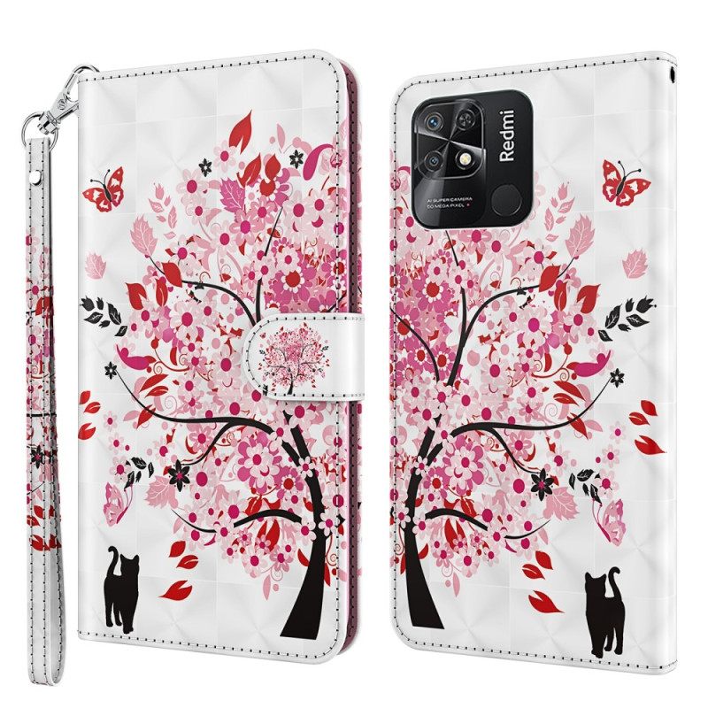 Κάλυμμα Xiaomi Redmi 10C με κορδονι Strappy Rose Tree