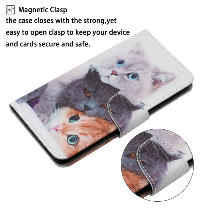 Θήκη Flip Xiaomi Redmi 10C με κορδονι Μόνο Thong Cats