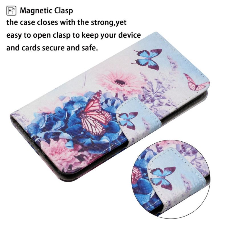 Θήκη Flip Xiaomi Redmi 10C με κορδονι Strappy Floral Fantasy