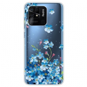 Θήκη Xiaomi Redmi 10C Άνευ Ραφής Μπλε Λουλούδια