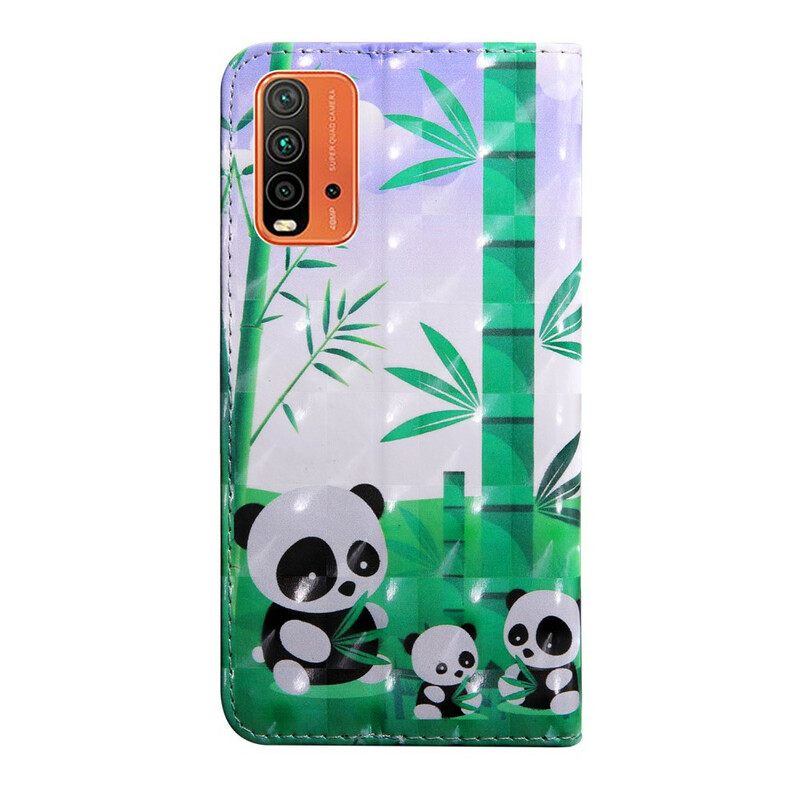 δερματινη θηκη Xiaomi Redmi 9T Light Spot Pandas