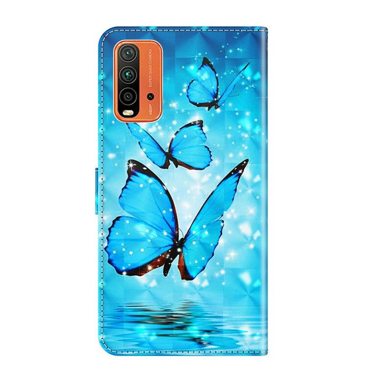 Κάλυμμα Xiaomi Redmi 9T Πετώντας Μπλε Πεταλούδες