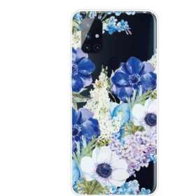 θηκη κινητου OnePlus Nord N10 Άνευ Ραφής Ακουαρέλα Μπλε Λουλούδια