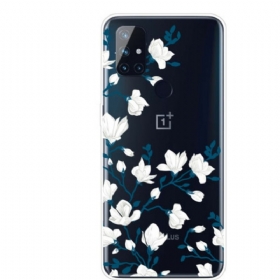 Θήκη OnePlus Nord N10 Λευκά Λουλούδια