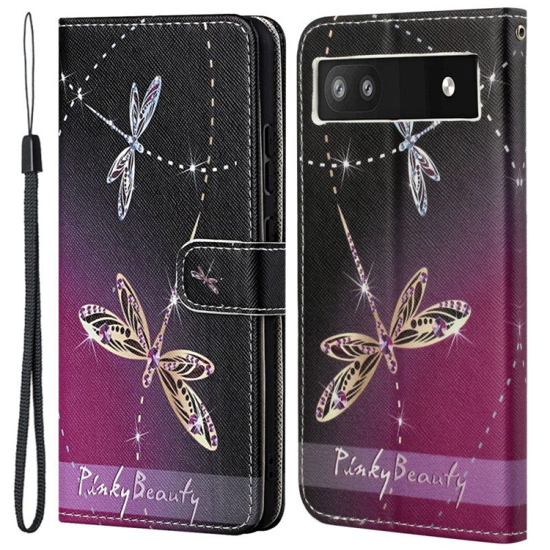 Κάλυμμα Google Pixel 6A με κορδονι Strappy Dragonflies