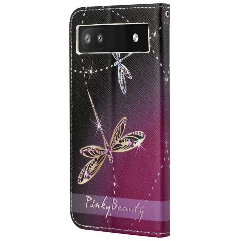 Κάλυμμα Google Pixel 6A με κορδονι Strappy Dragonflies