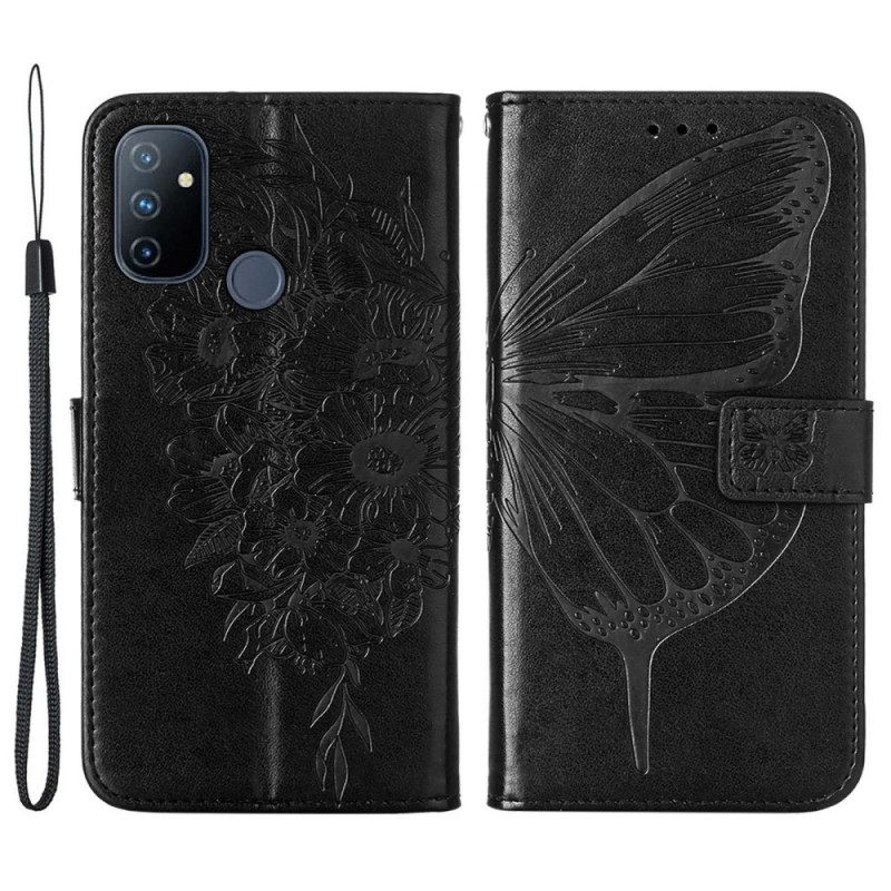 Κάλυμμα OnePlus Nord N100 με κορδονι Σχέδιο Strappy Butterfly