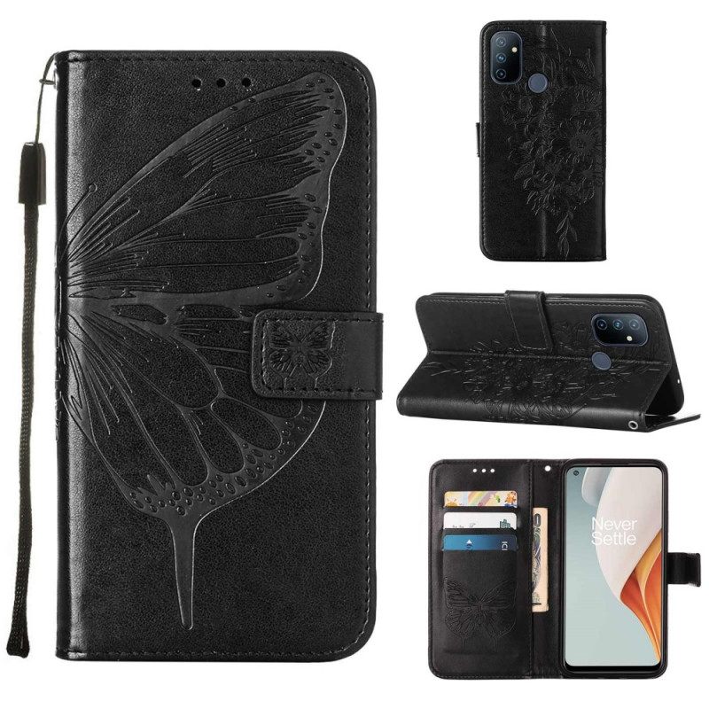 Κάλυμμα OnePlus Nord N100 με κορδονι Σχέδιο Strappy Butterfly