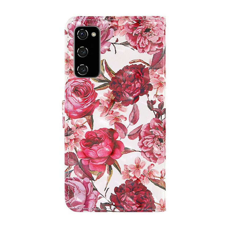 δερματινη θηκη Samsung Galaxy S20 FE Light Spot Roses Με Κορδόνι