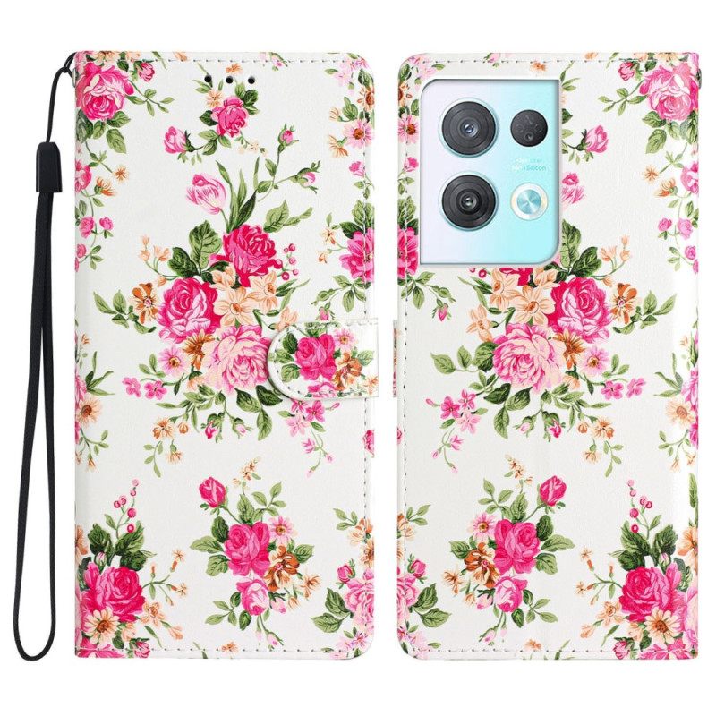 Κάλυμμα Oppo Reno 8 Pro με κορδονι Strap Liberty Flowers