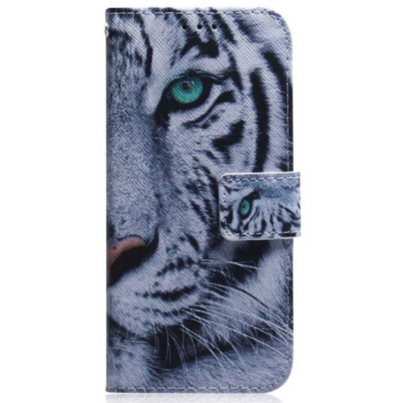 Κάλυμμα Oppo Reno 8 Pro με κορδονι Strappy White Tiger