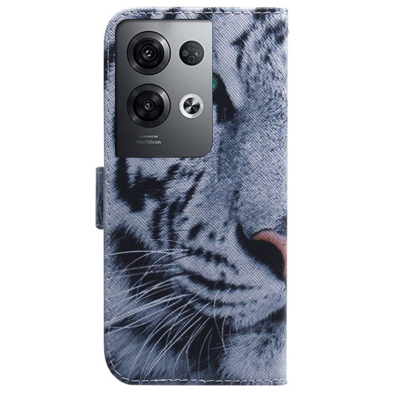 Κάλυμμα Oppo Reno 8 Pro με κορδονι Strappy White Tiger