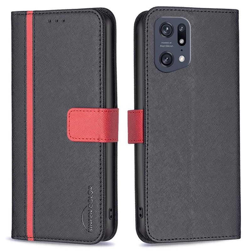 Κάλυμμα Oppo Find X5 Pro Faux Leather Tetxuré Binfen Color