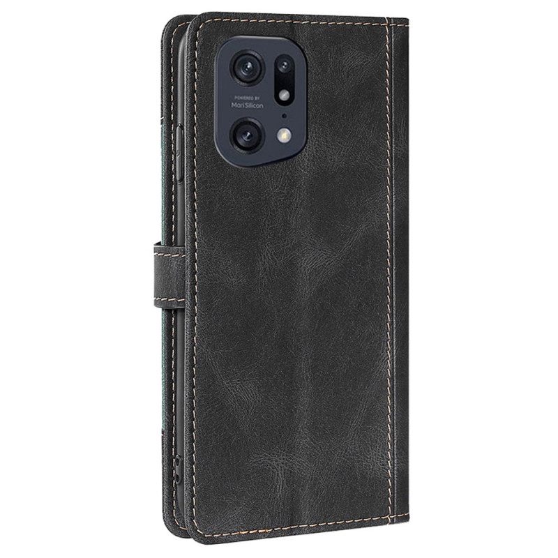 Θήκη Flip Oppo Find X5 Pro Faux Leather Bicolor Stylish