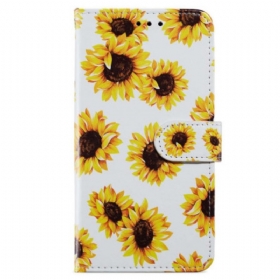 δερματινη θηκη iPhone 15 με κορδονι Strap Sunflowers