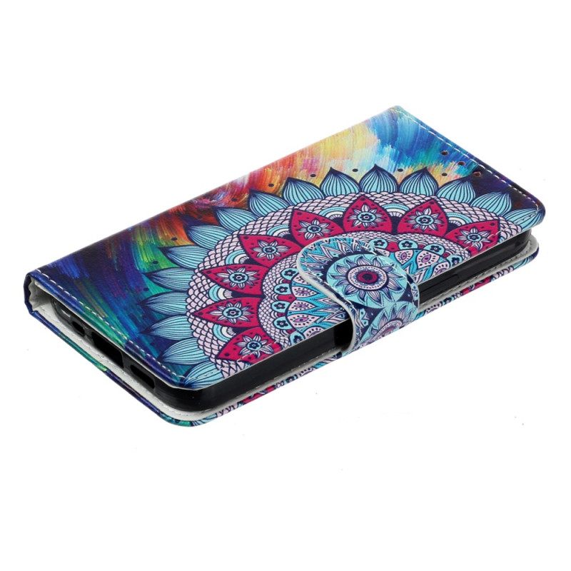 Κάλυμμα iPhone 15 με κορδονι Flashy Mandala Με Λουράκι