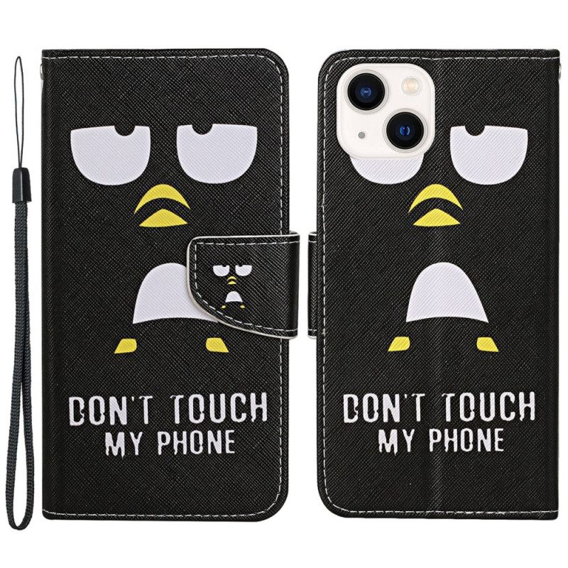 Κάλυμμα iPhone 15 με κορδονι Penguin Don't Touch My Phone Lanyard