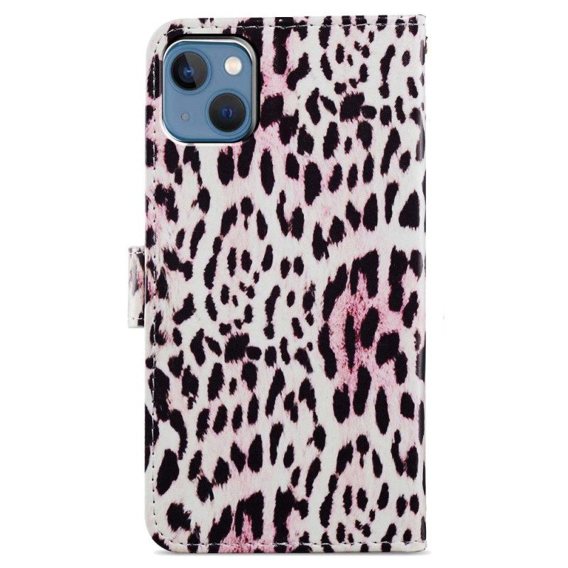 Κάλυμμα iPhone 15 με κορδονι Σχέδιο Leopard Skin With Strap