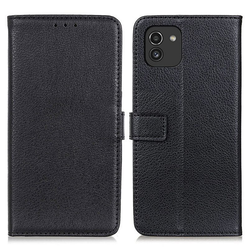 Θήκη Flip Samsung Galaxy A03 Premium Faux Leather Lychee