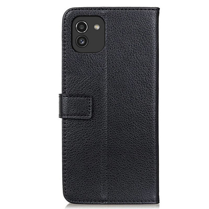 Θήκη Flip Samsung Galaxy A03 Premium Faux Leather Lychee