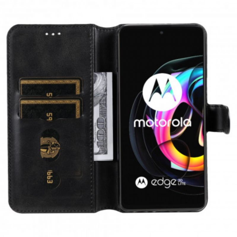 Θήκη Flip Motorola Edge 20 Lite Νέα Χρώματα Από Ψεύτικο Δέρμα