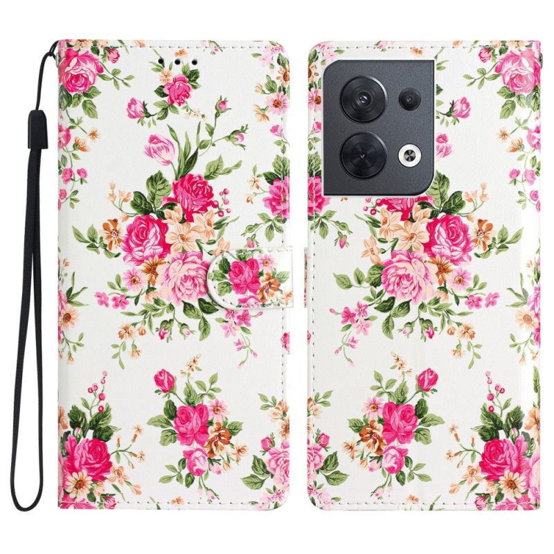 Κάλυμμα Oppo Reno 8 με κορδονι Strap Liberty Flowers