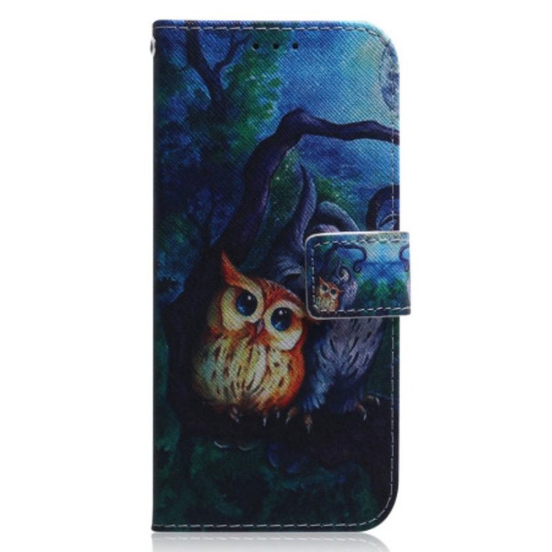 Κάλυμμα Oppo Reno 8 με κορδονι Ζωγραφική Με Strappy Owls