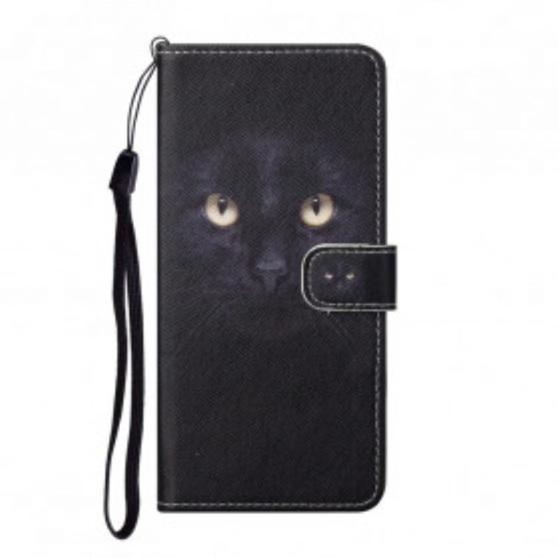 δερματινη θηκη Samsung Galaxy A32 με κορδονι Strappy Black Cat Eyes