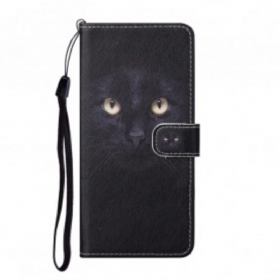 δερματινη θηκη Samsung Galaxy A32 με κορδονι Strappy Black Cat Eyes