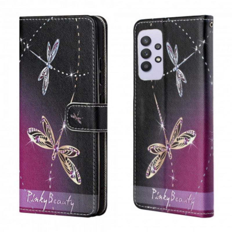 Κάλυμμα Samsung Galaxy A32 με κορδονι Strappy Dragonflies