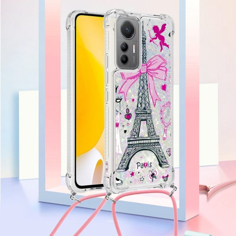 Θήκη Xiaomi 12 Lite με κορδονι Eiffel Tower Glitter Κορδόνι