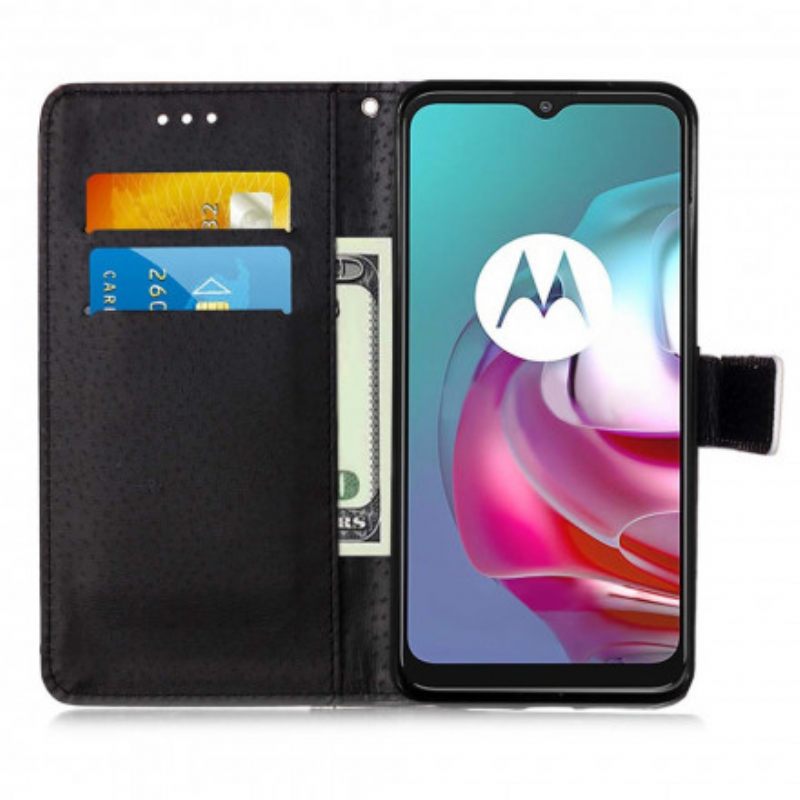 δερματινη θηκη Moto G30 / G10 Χρυσά Τριαντάφυλλα