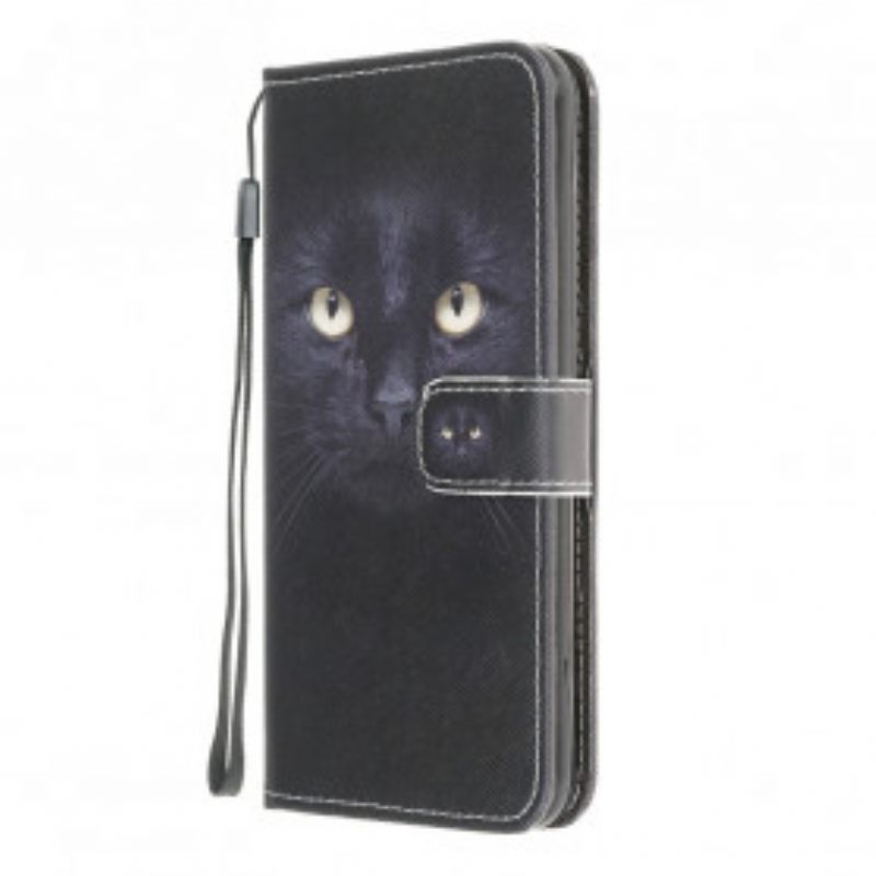 Κάλυμμα Moto G30 / G10 με κορδονι Strappy Black Cat Eyes