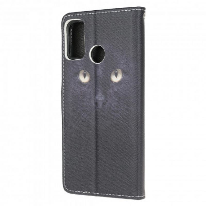 Κάλυμμα Moto G30 / G10 με κορδονι Strappy Black Cat Eyes