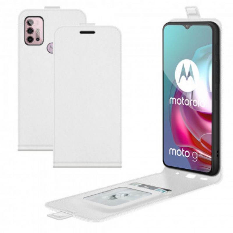 Κάλυμμα Moto G30 / G10 Θήκη Flip Δερμάτινο Εφέ Κάθετου Πτερυγίου