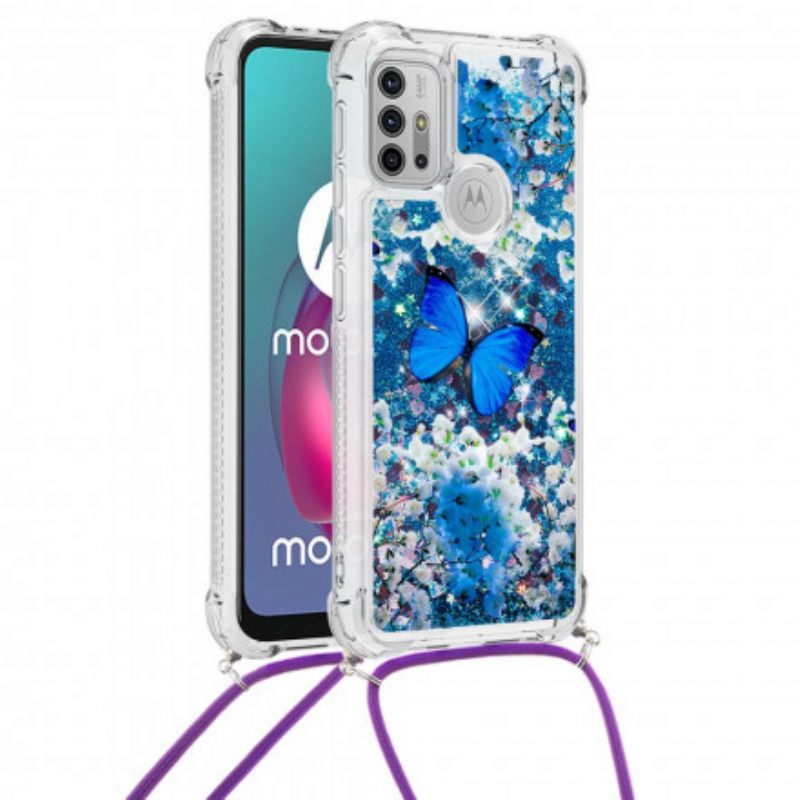 θηκη κινητου Moto G30 / G10 με κορδονι Πεταλούδες Με Παγιέτες