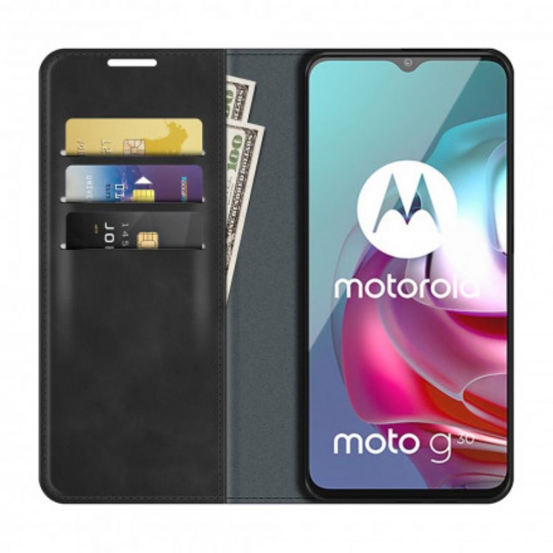 θηκη κινητου Moto G30 / G10 Θήκη Flip Εφέ Silk Soft Leather