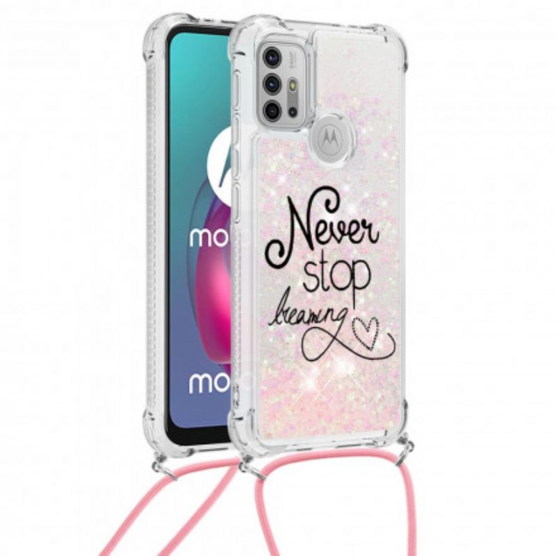 Θήκη Moto G30 / G10 με κορδονι Never Stop Glitter Κορδόνι