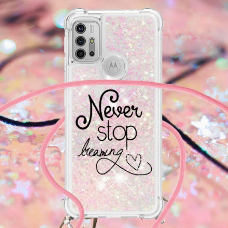 Θήκη Moto G30 / G10 με κορδονι Never Stop Glitter Κορδόνι