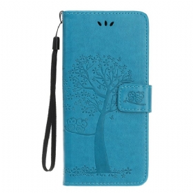δερματινη θηκη Samsung Galaxy Note 10 Plus με κορδονι Δέντρο Στρινγκ Και Κουκουβάγιες