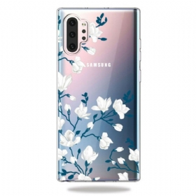 θηκη κινητου Samsung Galaxy Note 10 Plus Λευκά Λουλούδια