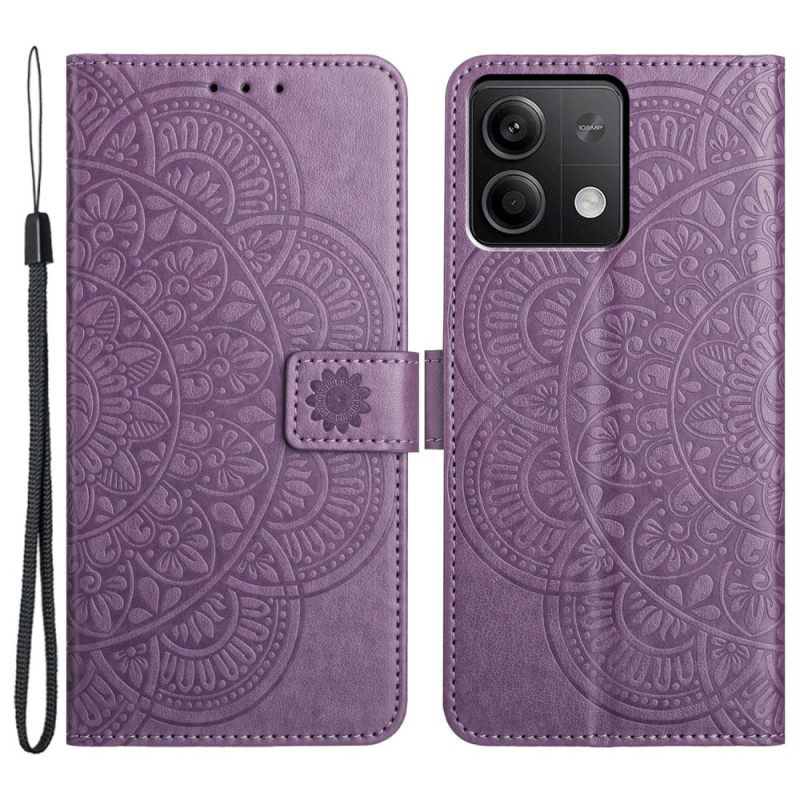 Δερματινη Θηκη Xiaomi Redmi Note 13 5g Εκτύπωση Mandala Με Κορδόνι