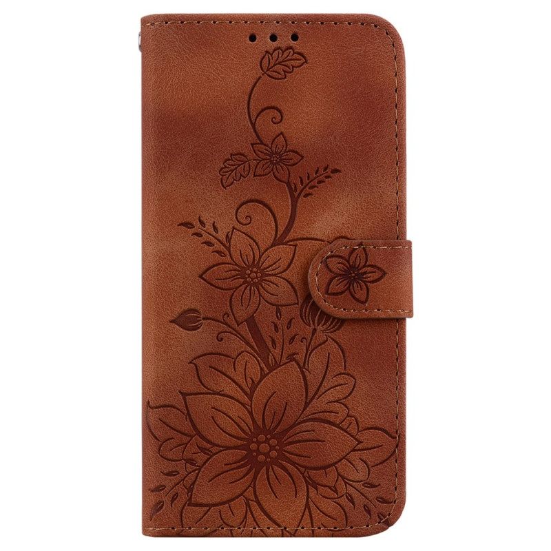 Δερματινη Θηκη Xiaomi Redmi Note 13 5g Floral Σχέδιο Με Λουράκι