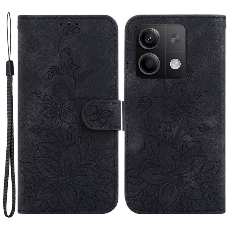 Δερματινη Θηκη Xiaomi Redmi Note 13 5g Floral Σχέδιο Με Λουράκι